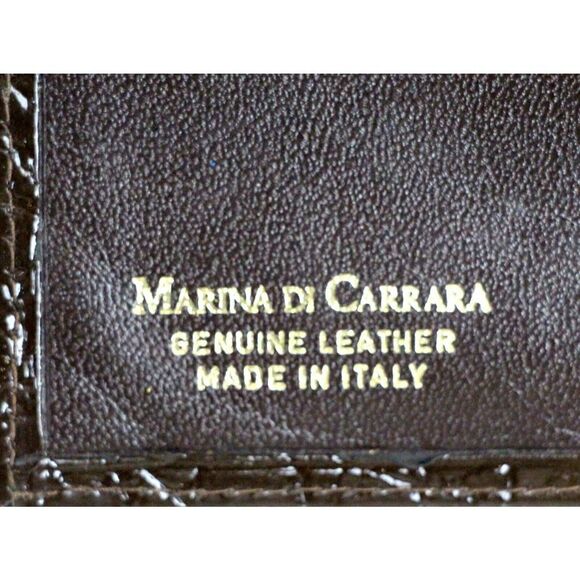 Marina Di Carrara PATENT BROWN GENUINE LEATHER ID CARD BILL BIFOLD WALLET PURSE - Picture 6 of 8